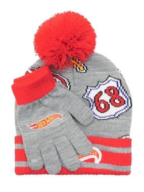 Hot Wheels Boys Beanie Hat & Glove Set